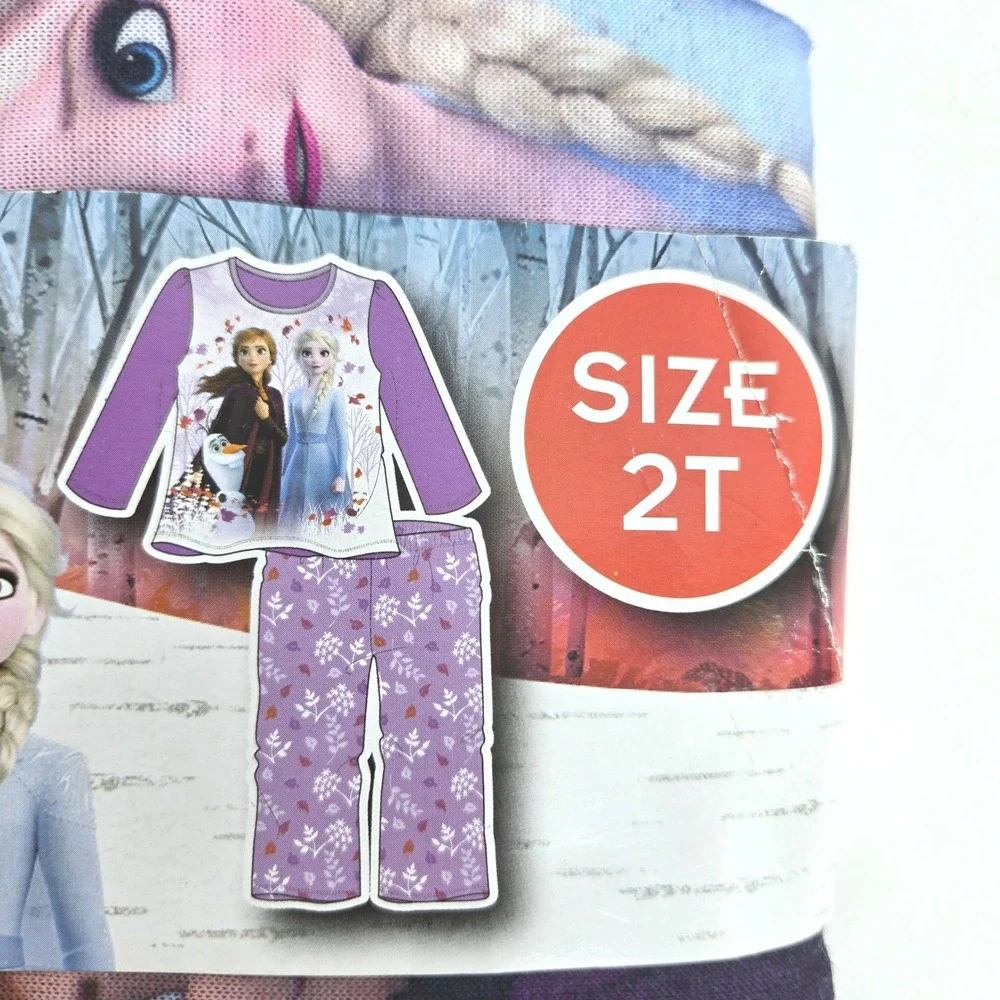 Disney Frozen II Toddler Girls Purple Anna Elsa 2-Piece Fleece Pajama Set 2T NWT